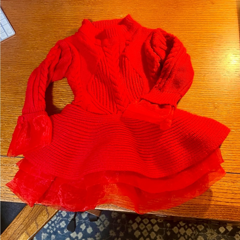 Mia Belle Girls Boutique red sweater xs 4t and elf socks